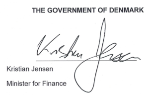 Kristian Jensens underskrift på hensigtserklæringen med WEF 